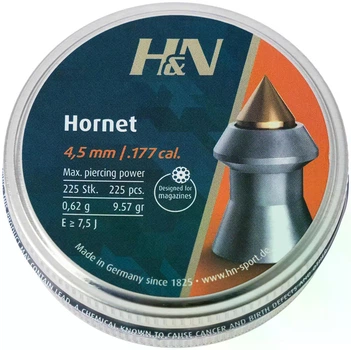 Пули пневматические H&N Hornet. Кол. 4.5 мм. Вес - 0.62 г. 225 шт/уп