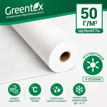 Агроволокно (спанбонд) щільність 50 г/м² ширина 3,2біле, Greentex ( продаж на метраж)