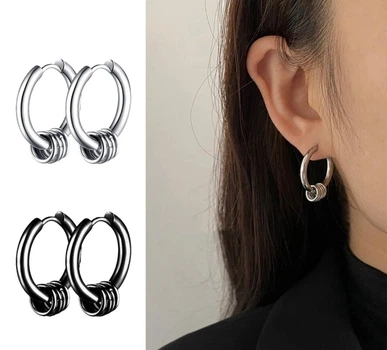 Серьги круглые кольца женские мужские 2см титан серебро