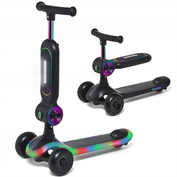 Детский самокат трансформер 2в1 Lumiloo LED Black/Neo Chrome (smj932)