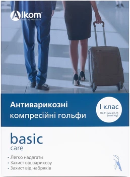 Антиварикозні гольфи Алком клас компресії I закритий мисок розмір 1 чорний (4823058932514)
