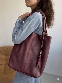 Сумка шопер женская с натуральной кожи помещает формат А-4 ARTiS Bags 970 5631 бордовая