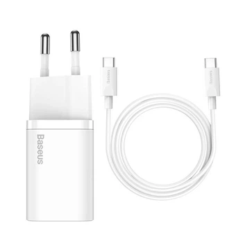 Сетевое зарядное устройство Baseus Super Silicone PD 25W USB-C with USB-C to USB-C Cable 1m White (TZCCSUP-L02)