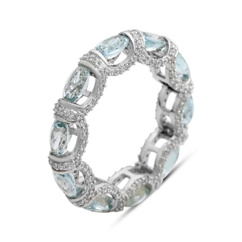 Срібна каблучка з натуральним топазом 6.787ct, фіанітами, вага виробу 5,3 гр (2207030)