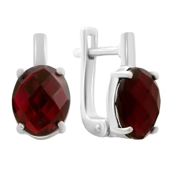 Серебряные серьги с искусственным гранатом nano 4.45ct (60002408)
