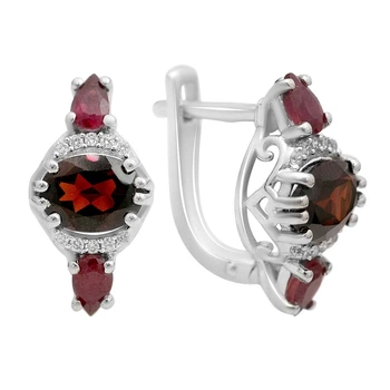 Серебряные серьги с натуральным гранатом 4.337ct, рубином (2198888)