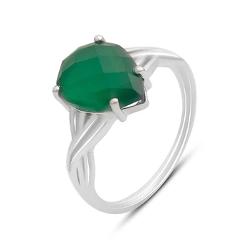 Срібна каблучка з натуральним агатом 3.25ct, вага виробу 2,87 гр (2170983)