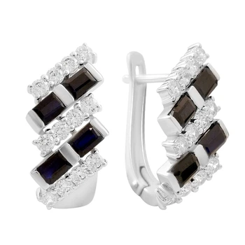 Серебряные серьги с натуральным сапфиром 6.05ct, фианитами (2202905)