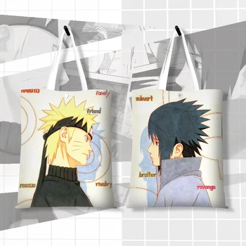 Шоппер эко-сумка Наруто и Саске Naruto Sasuke Uchiha 36 х 33 см двухсторонний
