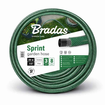 Шланг для полива 20 м 1/2" Bradas Sprint армированный 3 слоя, до 8 бар, зеленый