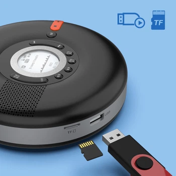 Портативный CD-плеер PHILIPS EXP5108, CD-плеер, двухполосная Bluetooth-колонка, USB-ретранслятор флеш-накопителей, портативная перезаряжаемая внешняя акустическая система, многофункциональная аудиосистема, черный.