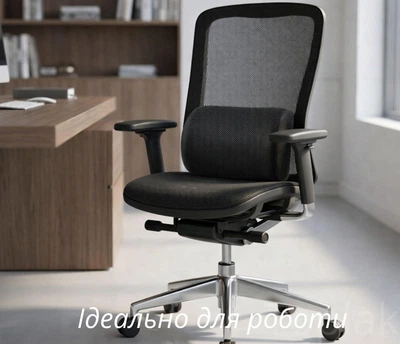Ортопедична поперекова подушка Memory Foam для крісла та авто підтримка спини, подушка під поперек з ременем, ергономічна спинка, YouWe чорний 2100147