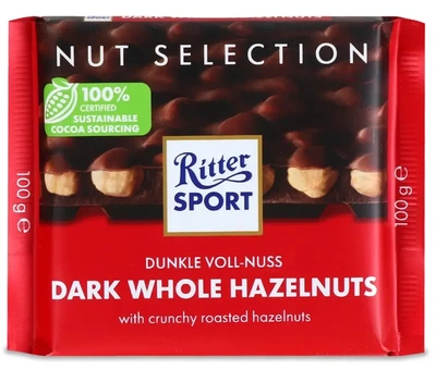 Шоколад Ritter Sport Dunkle Voll-Nuss темный с цельными лесными орехами 100 г