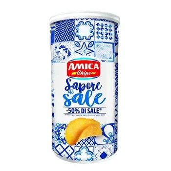 Чипсы Amica Chips Sapore di Sale -50% соли, картофельные чипсы в тубусе 325 г