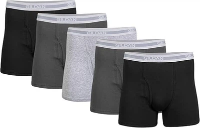 Комплект чоловічої білизни з бавовни 5 пар Gildan Short Leg Boxer Briefs 5-Pack Color: Black/Charcoal/Sport Grey Merica Розмір S