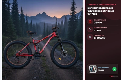 Велосипед фэтбайк Toprider 620 колеса 26" рама 17" Красный