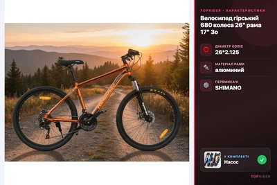 Велосипед горный Toprider 680 колеса 26" рама 17" Золото Алюминий