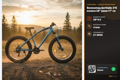 Велосипед фэтбайк Toprider 215 колеса 26" рама 17" синий