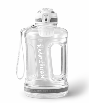 Еко-пляшка KANGZYUAN 2200 мл (2.2 л) — Біла Tritan BPA-free, ударостійка, спортивна з ручкою та ремінцем