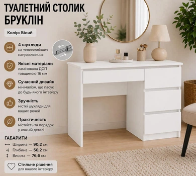Трюмо Бруклин правый Мебель Сервис Белый (535876934)