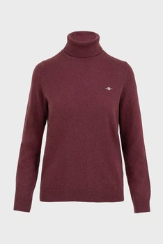 Жіночий бордовий вовняний гольф ROLLNECK Gant S 4805263