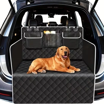 Автогамак PetZoom Loungee Универсальный чехол-накидка в автомобиль для перевозки собак и кошек на сиденье и в багажник влагостойкий с прорезиненным основанием Черный с белым