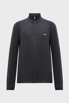 Чоловічий сірий вовняний кардиган EXTRAFINE LAMBSWOOL ZIP Gant S 8050275