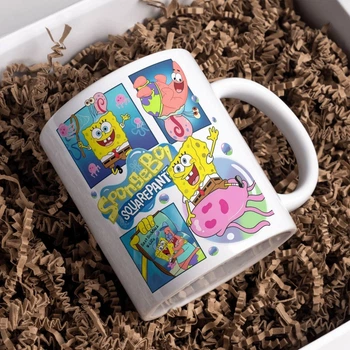 Чашка черная хамелеон матовая SpongeBob SquarePants Губка Боб квадратные штаны 330 мл (ГБ23436)