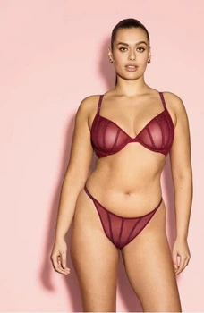 Комплект Sheer Shine Unlined Low-Cut Demi Bra Вишневий 34D-S