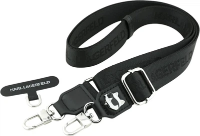 Pasek do smartfona Karl Lagerfeld Universal Strap Tether Patch Choupette Metal Logo Black (KLUCNCHPSPK)