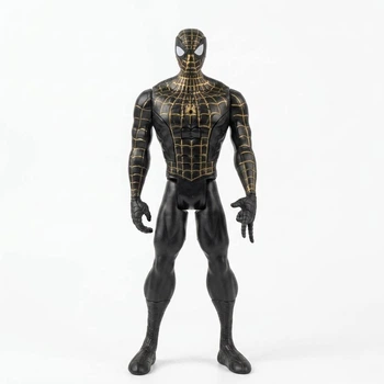 Игровая фигурка большая Человек-Паук черный с золотым костюмом Marvel 30 см со звуком и светом