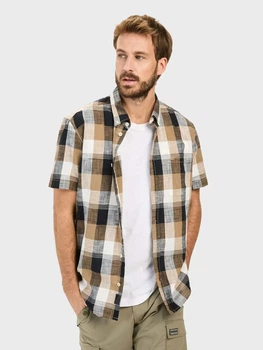 Сорочка бавовняна літня чоловіча Camel Active Shortsleeve Shirt 409261-5S61-19 M Коричнева (4064478958634)