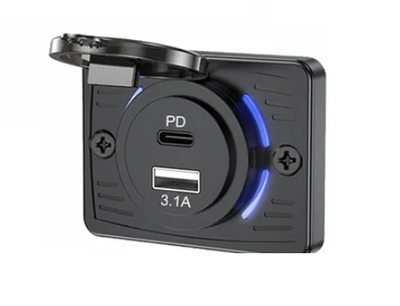 Панельная USB зарядка 12 24 V для авто мотоцикла и катера USB C PD USB A QC 3.0