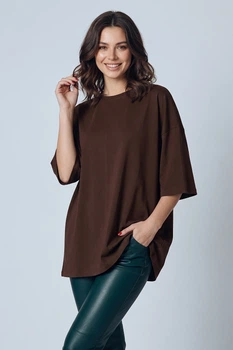 Жіноча футболка оверсайз шоколад - VAMPASUE - L/XL - 500005