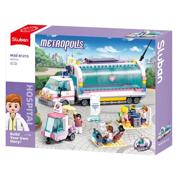 Конструктор Sluban Metropolis Передвижной автомобиль для медсестер с фигурками 477 деталей
