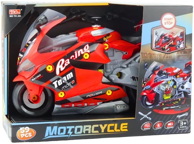 Zestaw mechanika LeanToys warsztat motocykl do rozkręcania 2w1 59 elementów Czerwony 745250 (5905991080695)