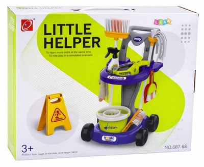 Zestaw do sprzątania LeanToys Little Helper wózek odkurzacz interaktywny z akcesoriami 20 elementów 763731 (5905991088806)