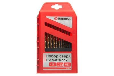 Набор сверл по металлу Intertool 1-10 мм титан (в наборе 19 шт.) SD-0019