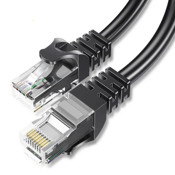 Патч-корд 10м UTP cat 6 RJ45 TopSpeed Ethernet Flat Cable Black Essager (EXCWXB-JSF01)
