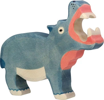 Figurka drewniana Holztiger Hipopotam z otwartą paszczą 18 cm 5220484 (4013594801607)