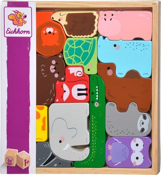 Puzzle Eichhorn drewniane kształty zwierząt w drewnianym pudełku 14 elementów 5632892 (4003046010008)