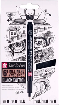 Zestaw linerów Sakura Pigma Micron Black Edition 6 szt (8712079514792)