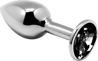 Металлическая анальная пробка Alive Mini Metal Butt Plug Black с кристаллом Размер S (8433345700892)