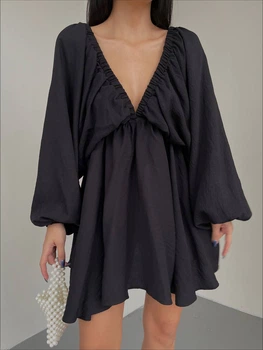 Жіноча сукня oversize з креп жатки вільного крою чорний ONE SIZE ST1061