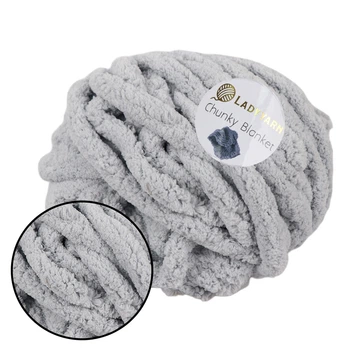 Lady Yarn Chunky Blanket, Светло-серый SL1013 - толстая плюшевая пряжа Чанки Бланкет, 300 г / 33 м, 100% микрополиэстер, для пледов и объемных изделий