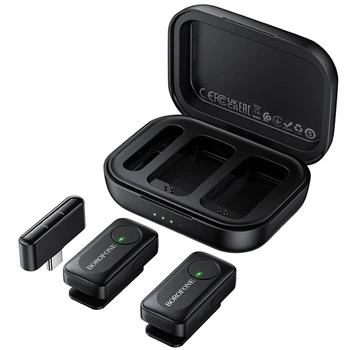 Мікрофон бездротовий BOROFONE BFK17 Lemai dual-mic Type-C Зарядний кейс для смартфонів/планшетів 400/70mAh Чорний