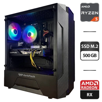 Игровой ПК DarkFlash DK352 Black Plus Tower / AMD Ryzen 5 3600 (6 (12) ядер по 3.6 - 4.2 GHz) / 16 GB DDR4 / 500 GB SSD M.2 / AMD Radeon RX 5700 XT, 8 GB GDDR6, 256-bit / 600W б/у
