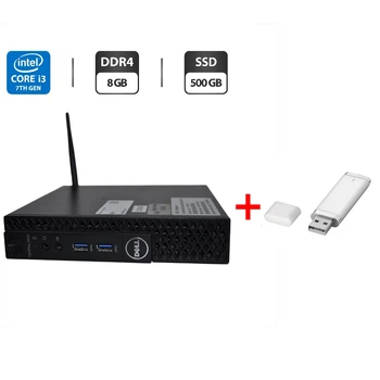 Неттоп Dell OptiPlex 3050 USFF / Intel Core i3-7100T (2 (4) ядра по 3.4 GHz) / 8 GB DDR4 / 500 GB SSD / Intel HD Graphics 630 / Wi-Fi / Блок питания / Windows 11 Pro б/у + Подарок Флеш память USB 32 GB