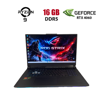 Игровой ноутбук Asus ROG Strix G17 G713P / 17.3" (2560x1440) IPS / AMD Ryzen 9 7845HX (12 (24) ядер по 3.0 - 5.2 GHz) / 16 GB DDR5 / 1000 GB SSD M.2 / nVidia GeForce RTX 4060, 8 GB GDDR6, 128-bit / WebCam / Win 11 Home б/у