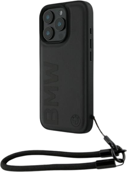 Etui plecki BMW Signature Leather Wordmark Cord do Apple iPhone 16 Pro Black (BMHCP16L23RMRLK)